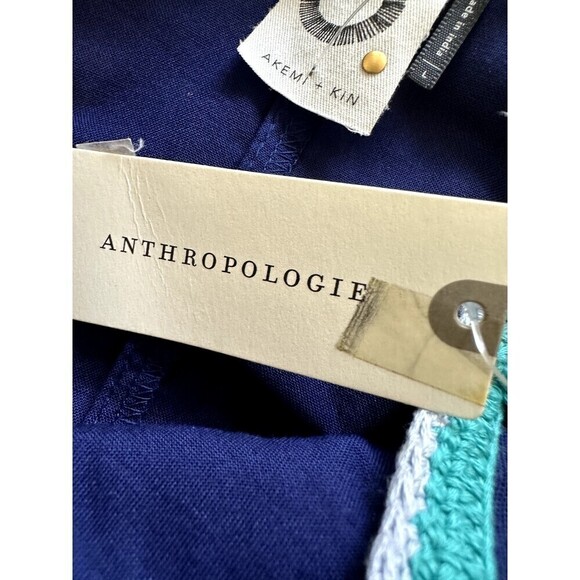 Akemi + Kin Anthropologie Crochet Trim Swing Shift Dress Size L Boho Hippie - Picture 4 of 16